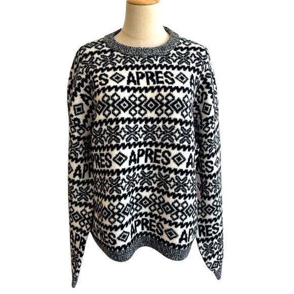 Target Crewneck Sweater A New Day Black and White Fair Isle Apres Size XXL NWT - Picture 2 of 11